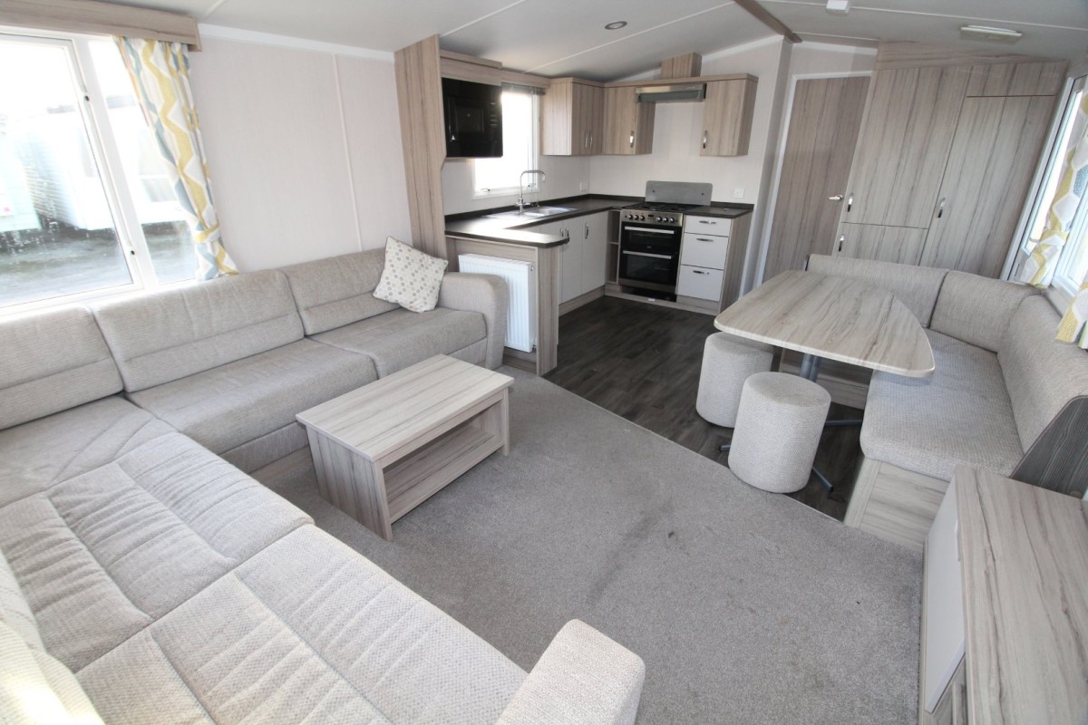 lounge to dining area and kitchen in the 2020 Swift Loire